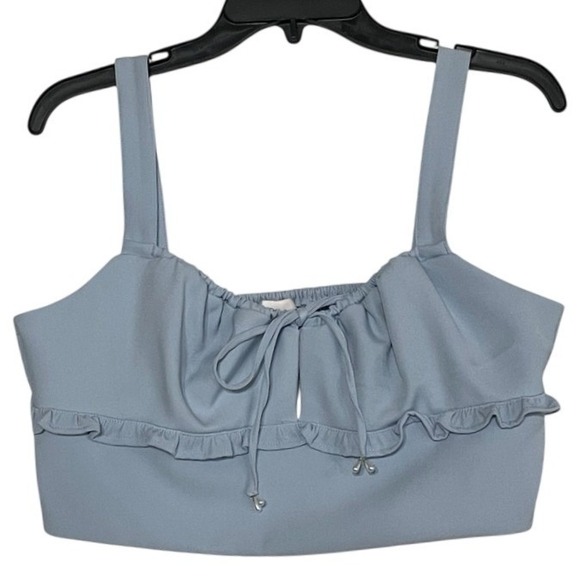 Gianni Bini Tops - NWT GB Baby Dusty Blue Coquette Top Size L Gianni Bini Y2K